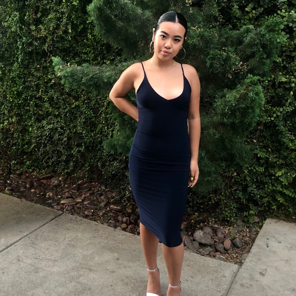 Navy Blue Midi Dress